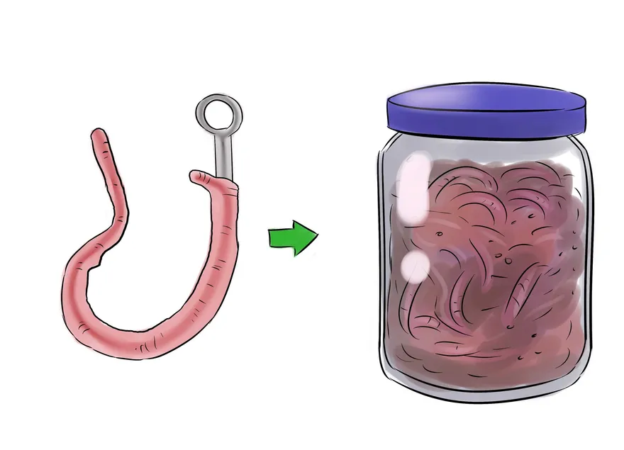 ワームでフックに餌を付ける方法