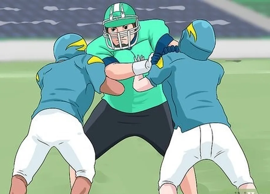 ステップ2ラインマンを攻撃します's outside shoulder after the snap.