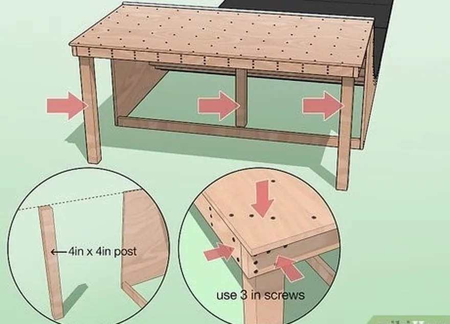 ステップ5プラットフォームの背面に沿って（10 cm×10 cm）×4インチ（10 cm×10 cm）のポストを添付します。