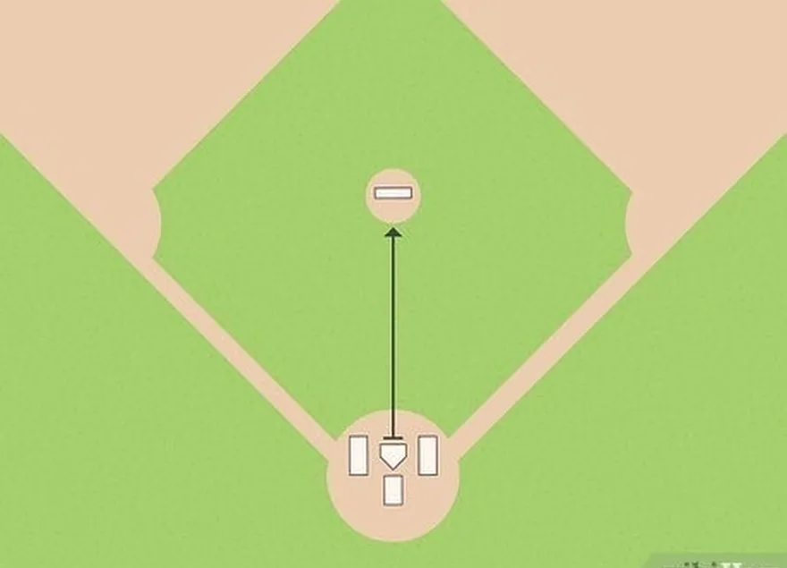 ステップ1ピッチャーを配置します's mound directly in line with home plate.