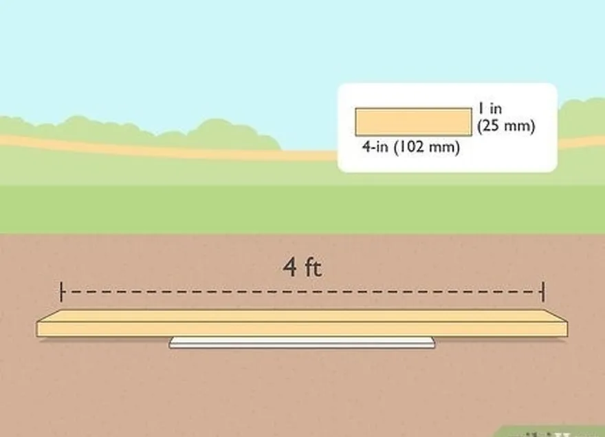 ステップ1ピッチャーの上に4フィートのボードが4インチの1インチを配置します's plate.