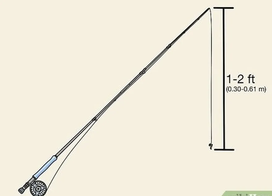 ステップ 7 フライラインを釣り竿より約 1 ～ 2 フィート (0.30 ～ 0.61 m) 長く設定します。