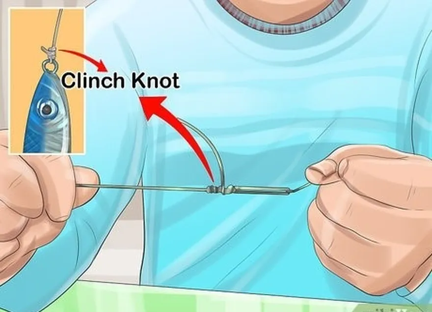 ステップ4クリンチノットを結び、餌をラインに固定します。
