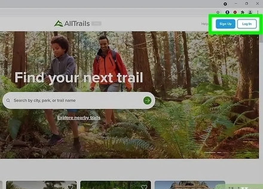 ステップ 1 alltrails サイトにアクセスしてログインするか、アカウントを作成します。