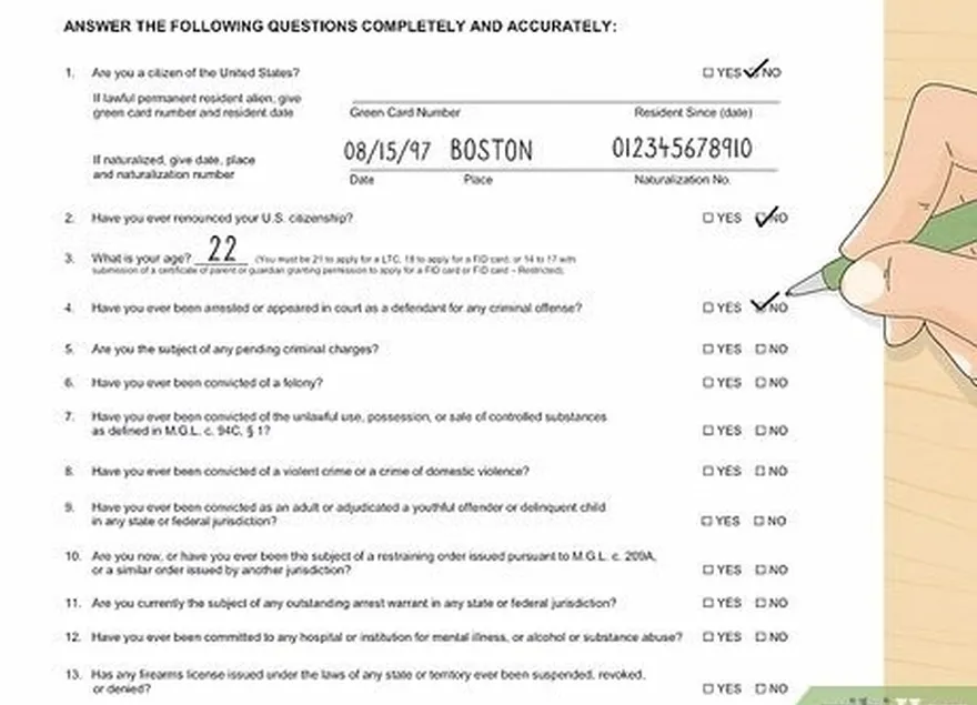 ステップ6法的ステータスに関するアンケートに記入してください。