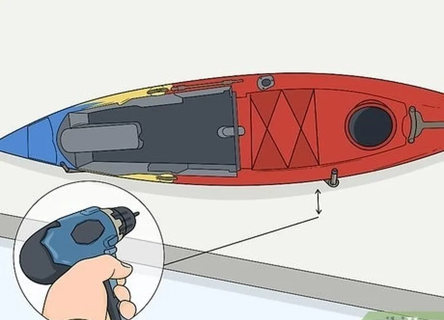 ステップ7ハンガーアームから約1インチ（2.5 cm）のパイロットホールのペアを作成します。