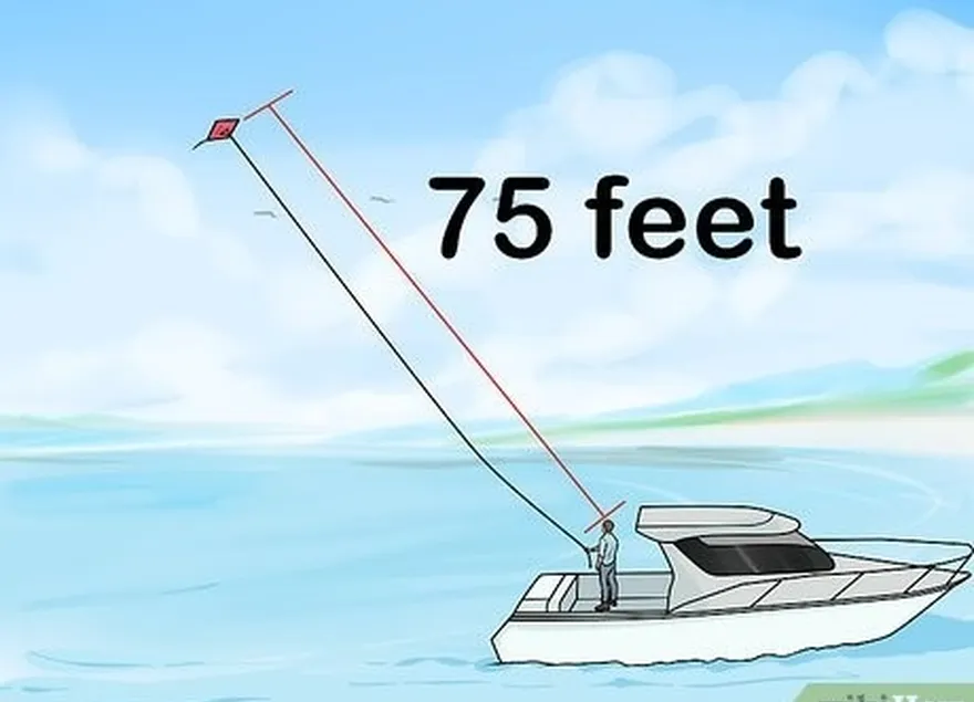 ステップ3カイトを起動します's about 75 feet (23 m) from your boat or the shore.