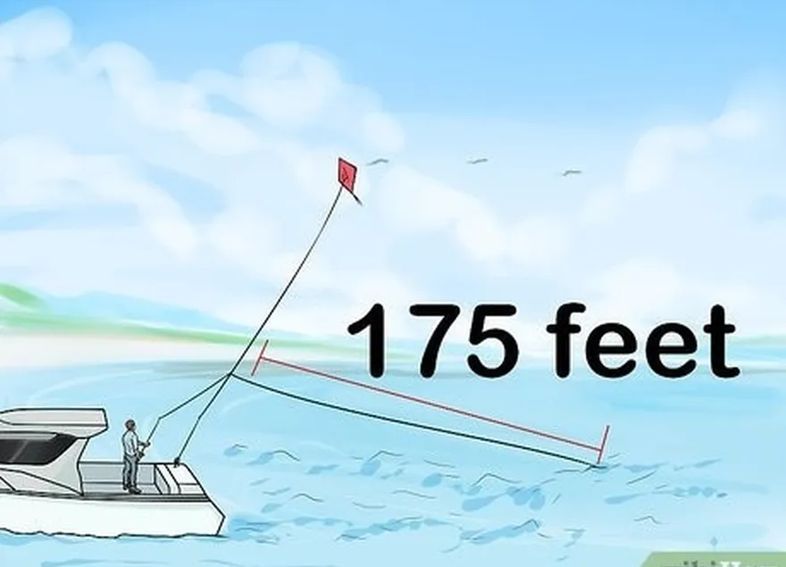 ステップ2餌が100〜175フィート（30〜53 m）になったら、線を停止します。