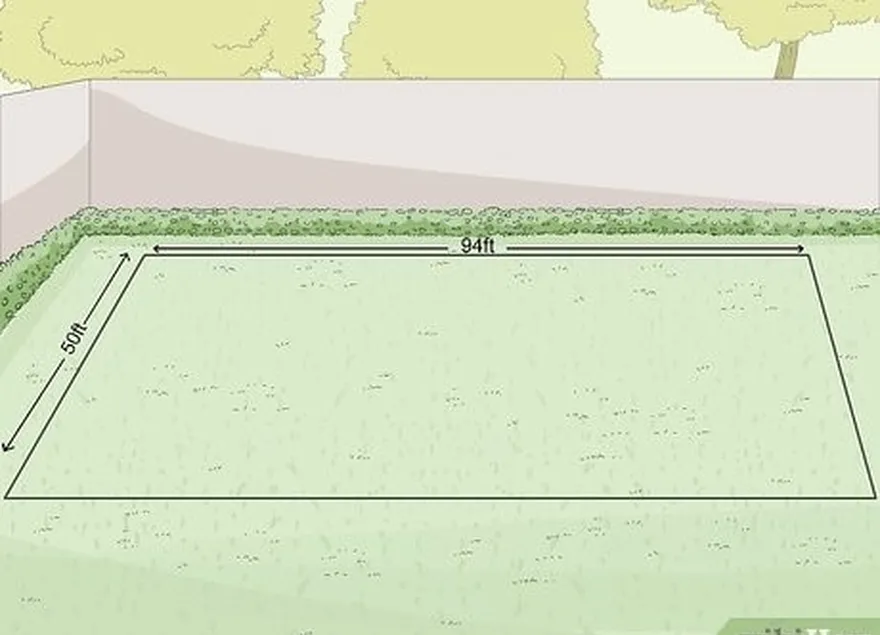 ステップ1レベルの領域を賭けます's 94 ft × 50 ft (29 m × 15 m) for your court.