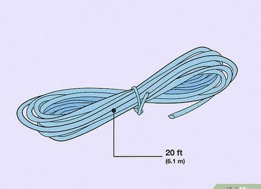 ステップ1合成ロープ20フィート（6.1 m）を測定してカットします。