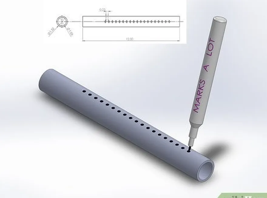 ステップ6サプレッサーバレルの下にドリルホールのラインを描きます。