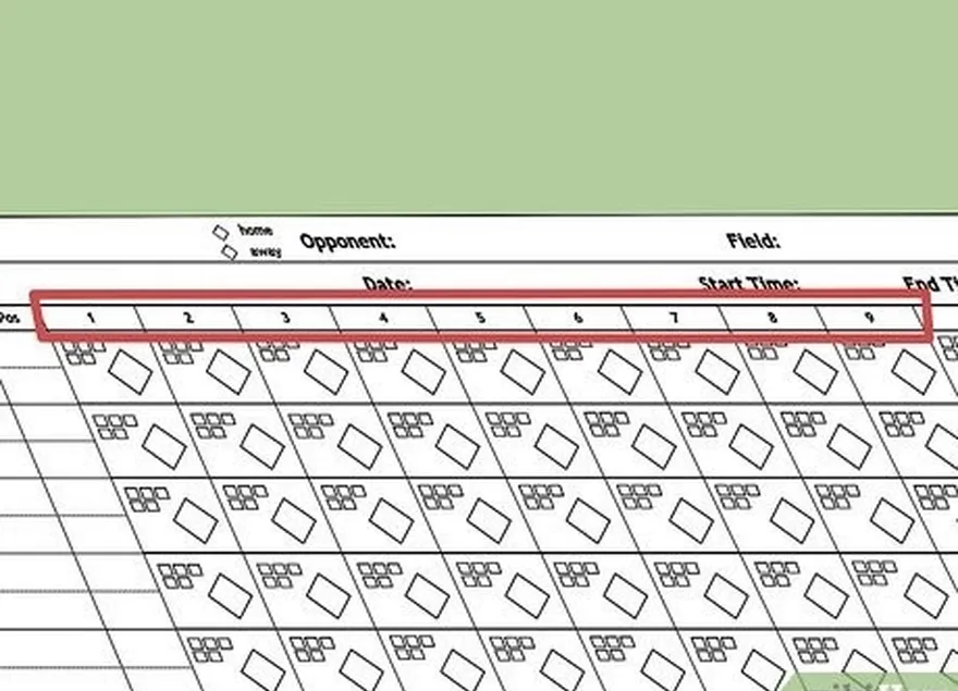 ステップ3上部のイニング列を特定します。