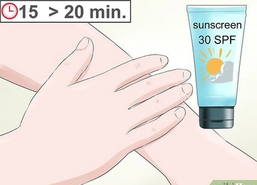 ステップ 3 たとえ曇っていても、出かける 15 ～ 20 分前に spf 30 の日焼け止めを塗ります。