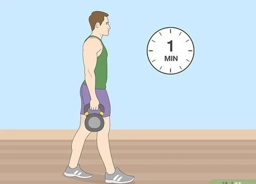 ステップ3重い農家をします's walks for 1 minute at a time.