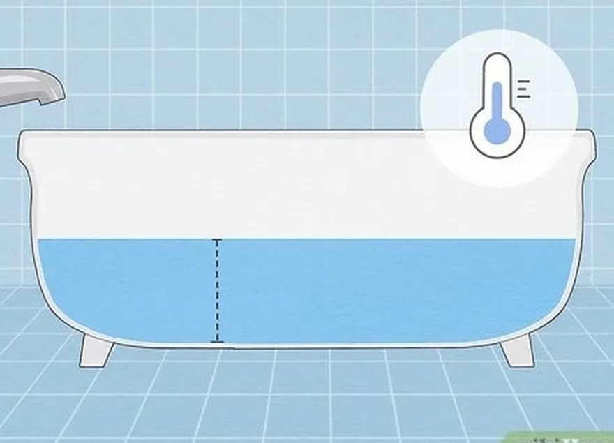 ステップ 3 浴槽に冷水を半分まで満たします。