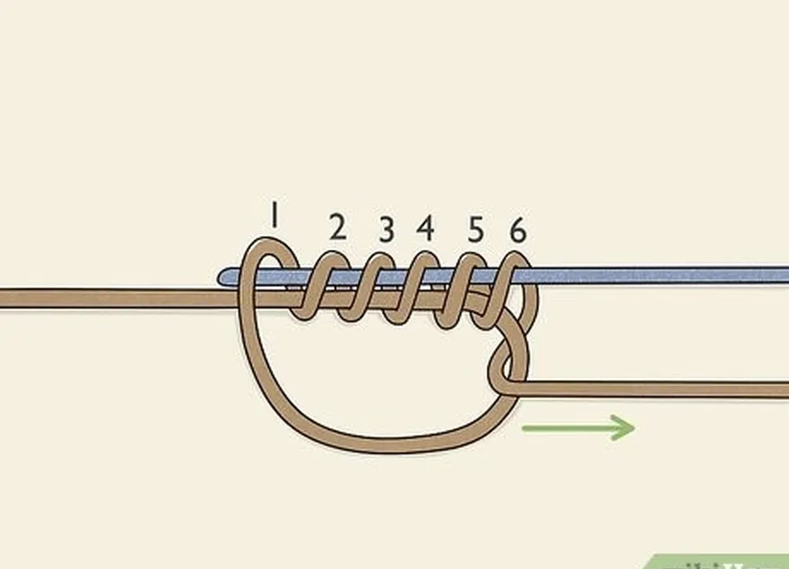 ステップ3ループラインの端を2本の線の周りのループを6回巻きます。