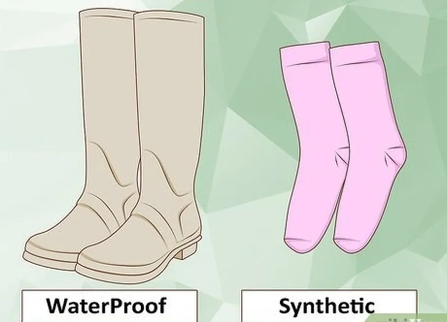 ステップ4防水ブーツと重い靴下で足を保護します。